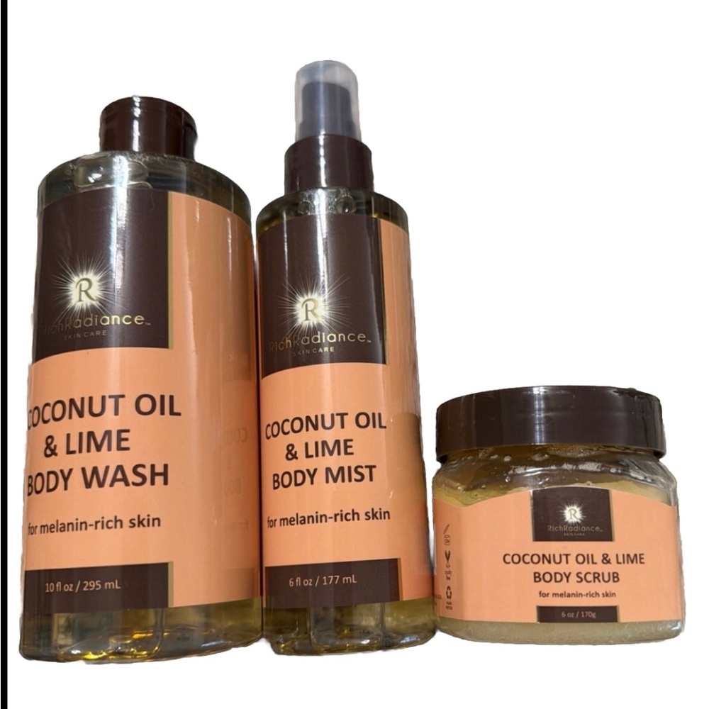 Rich Radiance Coconut Oil & Lime Body Care Set For Melanin Rich Skin (Set Of 3)